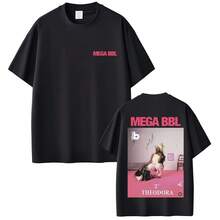 Camiseta con gráfico del álbum Mega-BBL de la rapera Theodora, camiseta de moda hip-hop para hombres y mujeres, camiseta unisex de música pop, camisetas de algodón casuales vintage - Negro - Ver 1