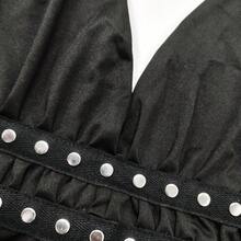 SOLTRB Summer New Sexy V-Neck Backless Camisole, Waist Cinched, Rivet Decor - Black - View 8