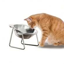 304 Stainless Steel Elevated Cat Food & Water Bowl System, Modern Wet/Dry Food Bowl, Anti-Tip Bowl System Features: - Wide Base Design - Adjustable Height - Easy To Clean - Anti-Spill Edge - Neck Protection - Durable Rust-Proof Structure - Suitable For Indoor & Outdoor Use - 420 Ml - View 6