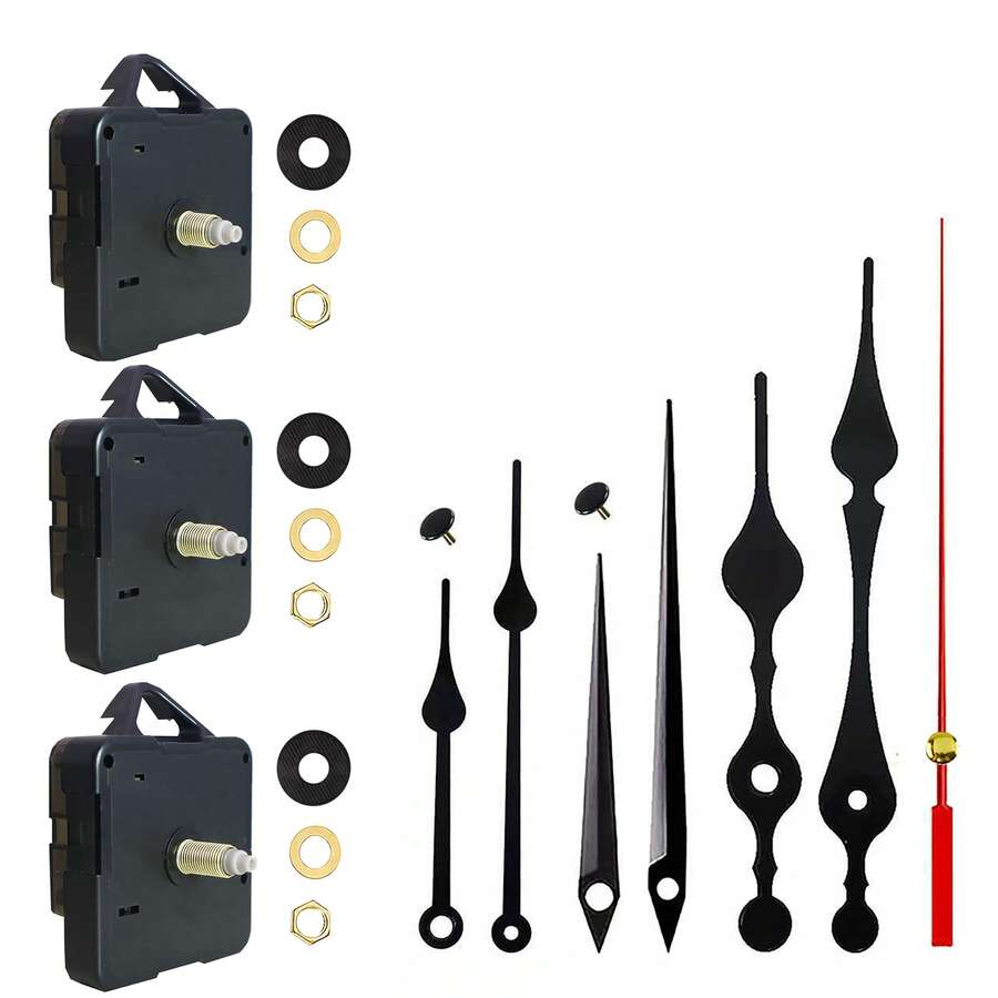 3 Set Mesin Jam Quartz, Panjang Poros: 16mm, 20mm, 23mm, Termasuk 3 Pasang Jarum Jam, Untuk Perbaikan, Penggantian, dan Pembuatan Jam Dinding/Meja DIY, Cocok untuk Dekorasi Rumah dan Kantor, Hadiah yang Bermakna untuk Pecinta Jam