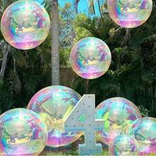 22 Inch 4D Gradient Iridescent Foil Balloons, Colorful 4D Balloons, Paired With Rain Curtain Decoration, White Ribbon Decoration, Suitable For Wedding Decoration, Engagement, Birthday Party, House Ceiling Party Decoration, Bachelor Party, Mermaid Party Decoration, Christmas. - View 6