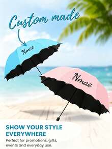 Customized Name Umbrella, Sun Protection, Water-Activated Floral Pattern, Fashionable Umbrella, Outdoor Photography Essential, Thick And Durable, Ideal Holiday Gift - Multicolor - View 2