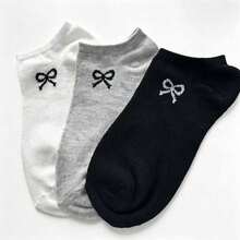 5/10 Pairs Women's Short Socks, Bowknot Candy Color Short Socks, Simple And Comfortable, Random Color - Multicolor - View 3