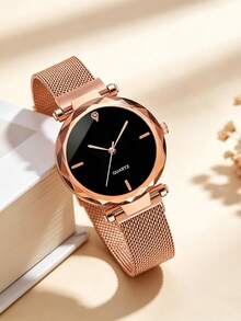 1pc Women's Elegant Fashion Exquisite Rose Gold Quartz Watch, Suitable For Women's Daily Wear, Birthday/Holiday Gift, Back To School, Party, Family Gathering, Graduation Trip And Other Occasions Decoration, Ideal Gift For Women On Valentine's Day/Christmas, Great Gift Choice (Gift Box Not Included) - Multicolor - View 2