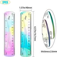 2 piezas Regla flexible, Regla flexible de 6 pulgadas para niños, Regla de plástico blando, Regla escolar para niños, Regla flexible de color degradado, Regla blanda para niños, Regla de aula para estudiantes con marcas de centímetros y pulgadas - 1 - Ver 5