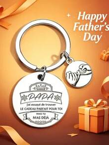 Special Engraved Dad Keychain, With Angel Charm Keychain, Father's Day Gift, Men's Birthday, Father, Stepfather, Grandfather - Silver - View 7