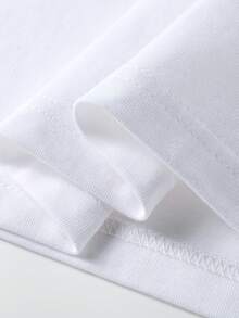 Camiseta de Hombre 100% Algodón, Corte Holgado, Cuello Redondo, Manga Corta para Verano - Blanco - Ver 3