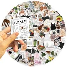 100pcs Y2K Luxury Clean Girl Style Stickers, Y2K Downtown Style Gift Stickers Fashion Ins Stickers Scrapbook Stickers Waterproof Vinyl Stickers Bulk For Water Bottle Skateboard Luggage Laptops Bumper Theme Party Supplies - Multicolor-2 - View 7
