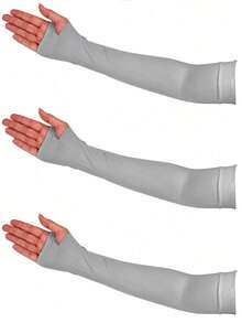 1/3 Pairs Thumb Hole Sun Protection Ice Silk Arm Sleeves, Breathable And Cooling, 3 Colors Available, Unisex, Summer Sun Protection, Long Compression Design, Can Cover Tattoos, Suitable For Sports, Fitness, Cycling, Driving, Campus And More - Multicolor - View 8