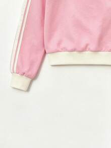 Tween Girl Letter Print Crew Neck Long Sleeve Top And Flare Pants - Pink - View 6