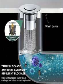 1pc Stainless Steel Pop-Up Sink Drain Filter With Removable Filter Basket, Suitable For Bathtub/Shower Drain Cover, Can Collect Hair, Easy Click Replacement Plug To Clear Clogs (Chemical-Free/Easy To Clean) - Silver - View 12
