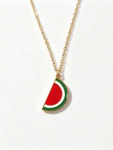 YUZENG Summer Fresh Fruit Necklace Collection, Hypoallergenic Stainless Steel, Cherry/Watermelon/Dragon Fruit Pendants, Versatile Daily Jewelry - Gold - View 12