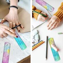2 piezas Regla flexible, Regla flexible de 6 pulgadas para niños, Regla de plástico blando, Regla escolar para niños, Regla flexible de color degradado, Regla blanda para niños, Regla de aula para estudiantes con marcas de centímetros y pulgadas - 1 - Ver 7