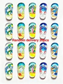 10/20/100 Stücke Sommer Eis Transparent Flip-Flop DIY Zubehör Handgefertigte Materialien Schuhschnallen Wasserflaschen Aufkleber Cremekleber Haarzubehör Harz Charms - Flip-Flops - Übersicht 8