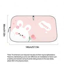 1pc Cute Bear & Rabbit Car Sun Shade, Universal Summer Car Sun Visor, Heat Insulation & UV Protection, Double Ring Front Windshield Sunshade - One Size Fits All - View 10
