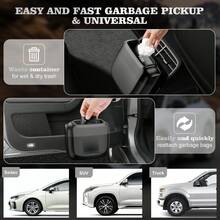 Multi-Functional Car Microfiber Leather Trash Can, ABS Material, No Deformation, Suitable For 99% Of Car Models, Wet And Dry Use, Space-Saving, Non-Destructive Installation, Automatic Organization, Travel Essential, Minimalist Trash Can - View 4