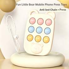 Bear Ear Phone Shaped Fidget Toy, 9-Key Silicone Sensory Bubble Pop Toy, Baby Teething Toy, Toddler Children Stress Relief Finger Game - Multicolor - View 14