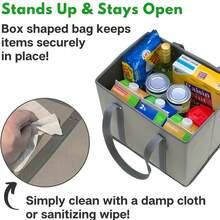 1pc Shopping Bag, Made Of Thickened Material, Equipped With Long Handles, Designed In A Generous Box Shape, Can Stand Upright, Easy To Open And Close, Can Be Folded Flat For Storage - Multicolor - View 10