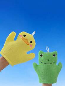 1 pièce Gant de bain en éponge pour enfants motif dessin animé, sans douleur et non irritant pour la peau, fonction anti-ampoules, convient pour une utilisation à la maison, applicable aux bébés, nettoyage de la peau, brosse de toilette - Multicolore - Voir 1