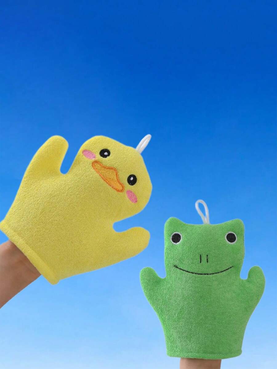 1 pièce Gant de bain en éponge pour enfants motif dessin animé, sans douleur et non irritant pour la peau, fonction anti-ampoules, convient pour une utilisation à la maison, applicable aux bébés, nettoyage de la peau, brosse de toilette - Multicolore - Voir 1