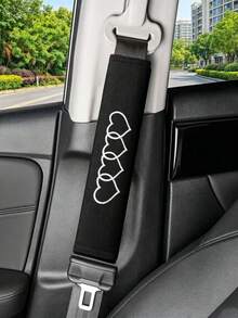 2Pcs Heart Pattern Car Seat Belt Covers, Soft Seatbelt Shoulder Strap Pads, Anti-Strangulation Car Interior Accessories For Women - Embroidered Shoulder Pads - View 6