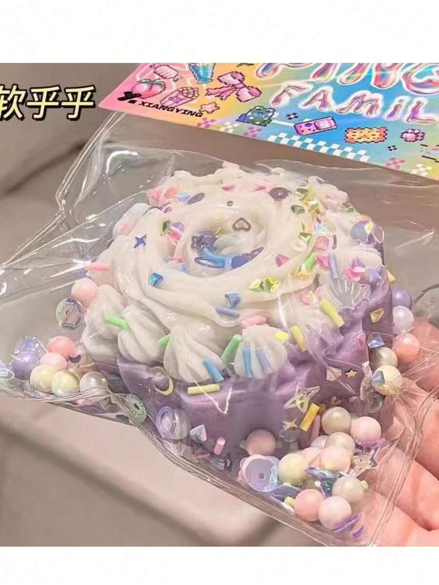 甜甜圈史萊姆觸感捏捏樂，高顏值紓壓玩具，復活節禮物、生日禮物、派對小禮、課間玩具、新年禮物，青少年與辦公室紓壓玩具，史萊姆泡泡膠玩具，DIY史萊姆液體紓壓玩具道具，適合生日派對與活動的趣味玩具，隨機罐裝，節日禮物，送給朋友的禮物