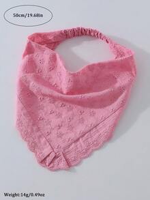 1件原創花卉刺繡捲邊女用頭巾髮帶，適合日常與度假使用，夏季髮飾海灘圍巾度假女用頭巾 - 粉色 - 查看 4