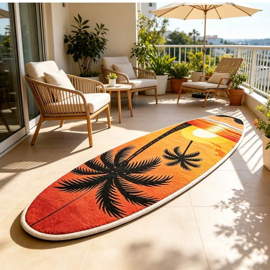 1件衝浪板造型幾何條紋地毯,仿羊絨300床邊墊,裝飾地毯,臥室裝飾,小地毯,地毯,家居裝飾,客廳地毯,客廳小地毯,臥室地毯,客廳家居裝飾,戶外地毯,可機洗地毯 - 多色9 - 查看 1