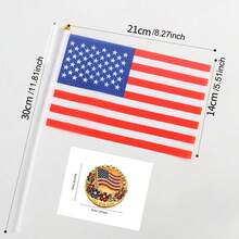 1套美國日徽章+手持國旗,1776-2026紀念款水鑽國旗花朵胸針徽章,250週年紀念派對飾品 - 彩色 - 查看 12
