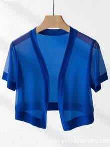1 buah Cardigan Lengan Pendek Jala Hitam, Jaket Bolero Ringan Musim Panas Wanita untuk Gaun, Pantai, Liburan - MultiWarna - View 17