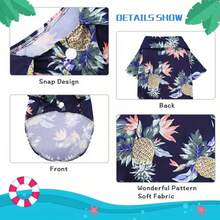 Multi-Color Hawaiian Floral And Leaf Pattern Pet Shirt, Lightweight And Breathable Summer Casual Vacation Style, Popular European And American Best-Selling Cat And Dog Apparel - Baby Blue - View 5