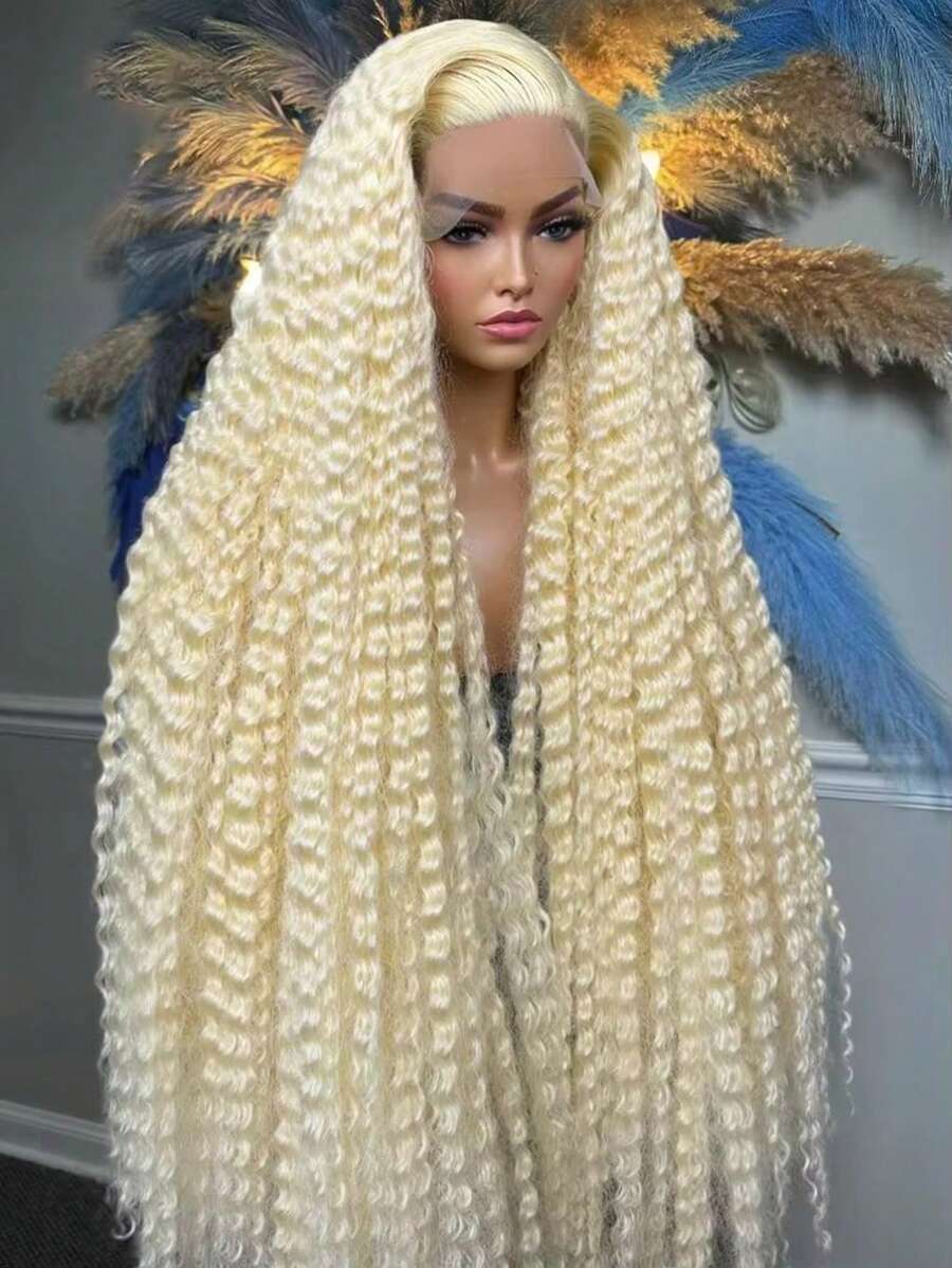Uveous 34 Inch 613 13x4 Deep Wave Lace Front Wig Human Hair Blonde Wig Human Hair 613 Curly HD Lace Front Wigs 200% Density Pre Plucked With Baby Hair For Women - S613 - 查看 1