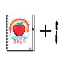 1 Set Creative Rainbow Apple Pattern Spiral Coil Notebook With Pen, Great Helper For Work And Study, Record Inspiration And Daily Life, Graduation Gift, Birthday Gift, Suitable For Diary, Daily Planning, Memo, 100 Pages, Start Your New Writing Experience - H+ a Pen - View 4