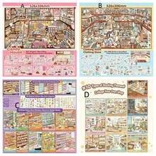 Pegatinas de escena de ciudad 3D, adecuadas para la gestión de inventario de la tienda, la gestión de la tienda y las pegatinas de escena de almacenamiento, pegatinas decorativas de collage, regalo de alivio del estrés DIY (se pueden usar para diarios), pegatinas de papelería divertidas, pegatinas de collage y álbum de recortes DIY - Varios estilos - Ver 4