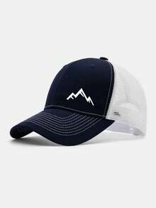 1pc Mountain Print Mesh Trucker Hat, Unisex Summer Breathable Quick-Dry Baseball Cap, Outdoor Sun Protection Adjustable Baseball Cap - Mountain Peak - View 8