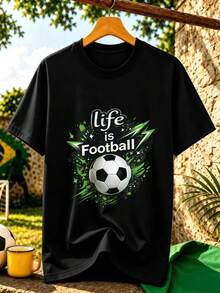 Herren-Fu?Ball-T-Shirt Mit Grafikprint, L?Ssiges Shirt Aus Hochwertigem Stoff, Rundhalsausschnitt, Bequeme Passform, Street-Hip-Hop-Stil - White - View 2
