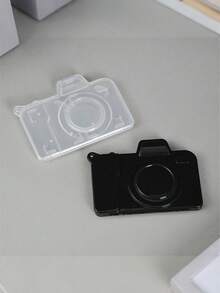 3/1pc Camera-Shaped Compact SD Card Storage Box, SD DSLR Camera Packaging Storage Box, White Memory Card Storage Plastic Box Phone Storage Card Protective Case, Portable Travel Electronic Accessories Card Holder, Camera Storage Card Storage Device, Dual Card Slot Plastic Protective Cover - Multicolor - View 3