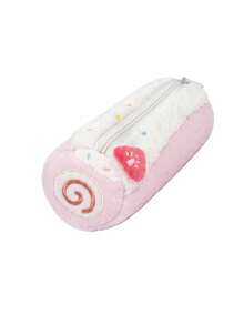 1pc Cute Swiss Roll Plush Pencil Case, Large Capacity, High Quality Student Stationery Storage Bag, Back To School Essential, Cut, First Day Of School - Multicolor - View 15