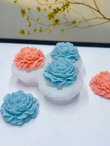 1件 3格牡丹花造型矽膠模具，適用於香氛蠟燭、家居裝飾/禮品石膏模、手工環氧樹脂鑄造模、藝術裝飾黏土石膏模/不沾易脫模/耐熱 - 白色 - 查看 5
