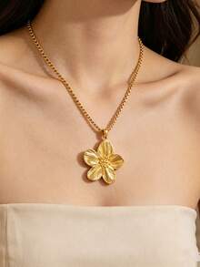 5pcs Stainless Steel 18K Gold-Plated Charms: Fashionable Heart-Shaped Flower Pendant Necklace And Earrings-DIY Jewelry Making Bag Charms Trinkets - Pendants - View 3