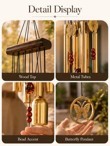 Extra-Large Antique Metal Outdoor Wind Chimes  - Soothing Melodic Tones, Durable Outdoor Tubing - Perfect For Patio Decoration, Garden, Patio, Home Décor, Ideal For Relaxation & Meditation.Home And Store Decorations, Hanging On Balcony Etc. - Copper Coin - View 9