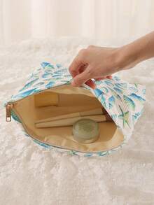 1pc Portable Cosmetic Storage Bag With Ocean Elements Conch And Starfish Pattern Double-Sided Print Travel Zipper Makeup Pouch Multifunctional Toiletry Organizer - Multicolor - View 2