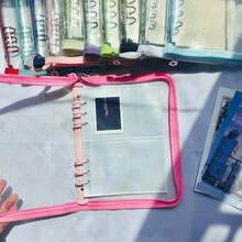 1入 A5 A6 多色拉鍊活頁夾貼紙書替換內頁，適用於學校、辦公室、手帳、旅行照片、筆記、創意寫作、DIY相簿、便條本、旅行日記、現金與支票收納，學生用品 - 彩色 - 查看 11