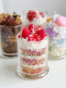 Layered Cake Shaped Soy Wax Candle, Romantic Pink Decorative Candle With Strawberry And Heart Design, Suitable For Holiday Gifts And Party Favors - Simulated Dessert Candles - View 6