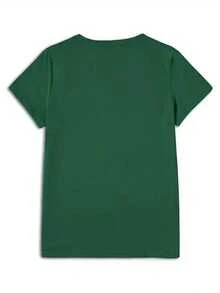 Plus Size Salty With Umbrella Graphic Tee - Vintage Style Summer Beachwear For Women, Perfect For Vacation And Everyday Wear, T-Shirt-Unisex - 綠色 - 查看 2