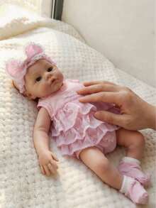 1 Pc 13 Inch Meadow Reborn Baby Girl Soft Silicone Doll With 2 Styles To Choose Lifelike & Anatomically Accurate Ideal Gift And Collectible - Multicolor - View 4