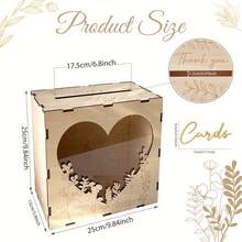 Wooden Wedding Card Box, Solid Wood With Slots, Gift Card Storage Box, Cross-Border Wedding Party Decoration Wooden Box - 1PC - View 5