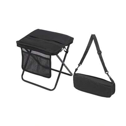 Portable Folding Chair With Shoulder Strap: 1.5 Lbs Ultra Light Yet Holds 500 Lbs. Features Side Pockets & Hook And Loop Storage For Queuing, Fishing, Hiking, BBQ, Parties & Camping. Pick For Elderly & Outdoor Supplies.