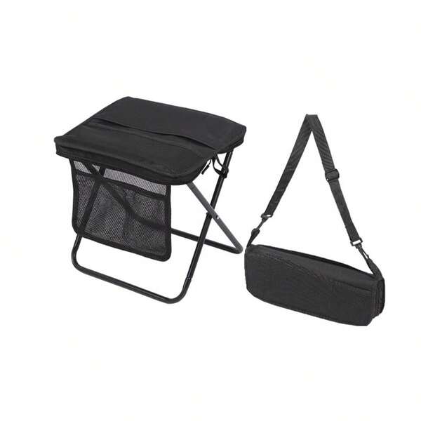 Portable Folding Chair With Shoulder Strap: 1.5 Lbs Ultra Light Yet Holds 500 Lbs. Features Side Pockets & Hook And Loop Storage For Queuing, Fishing, Hiking, BBQ, Parties & Camping. Pick For Elderly & Outdoor Supplies.