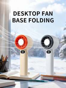 AOYI 1pc Rechargeable Lithium Battery Digital Display Portable Handheld Mini Fan With 199-Speed Adjustment And USB Charging Cable - Multicolor - View 6